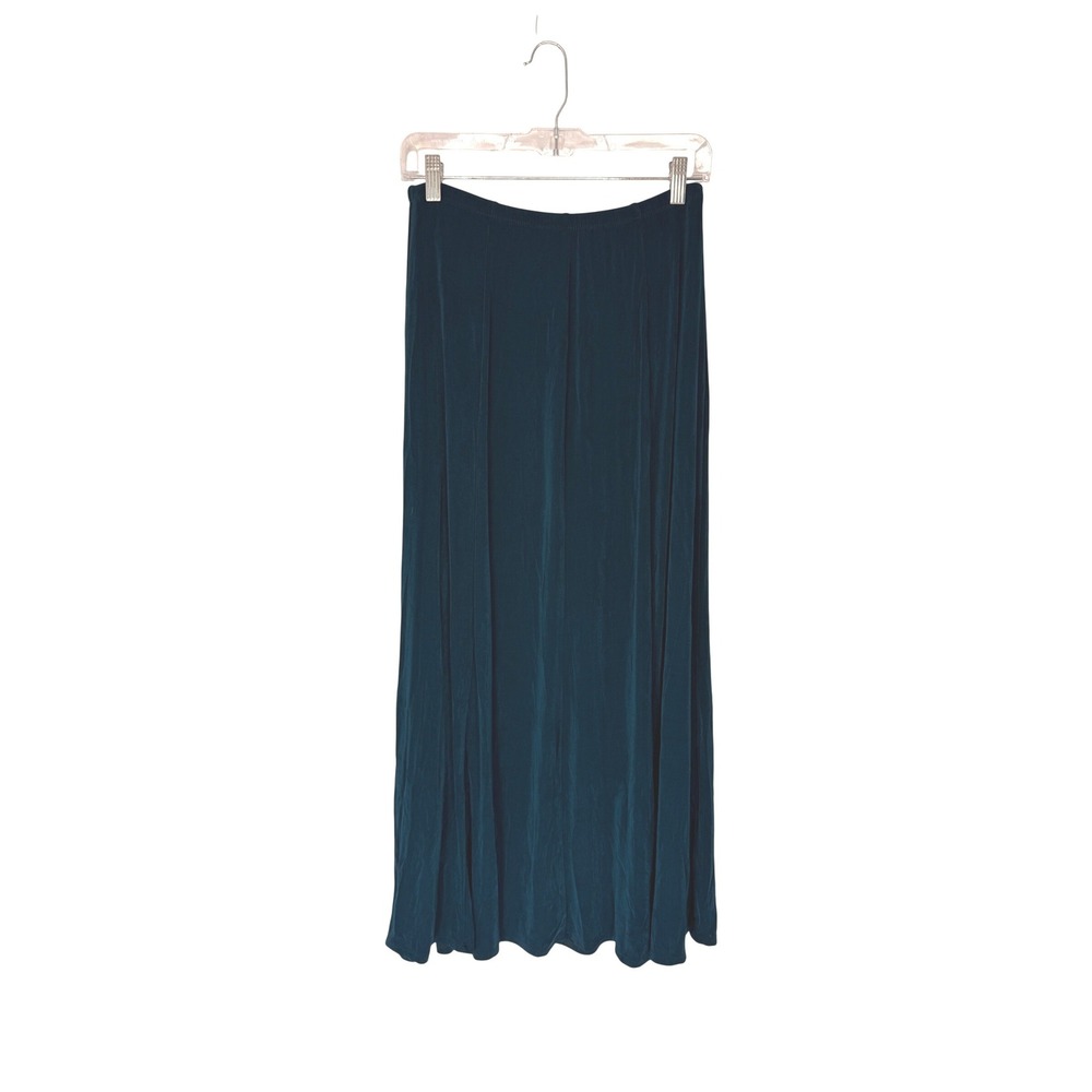 Citiknits Maxi Skirt Teal Pull-On Stretch Slinky Basic Minimalist Medium